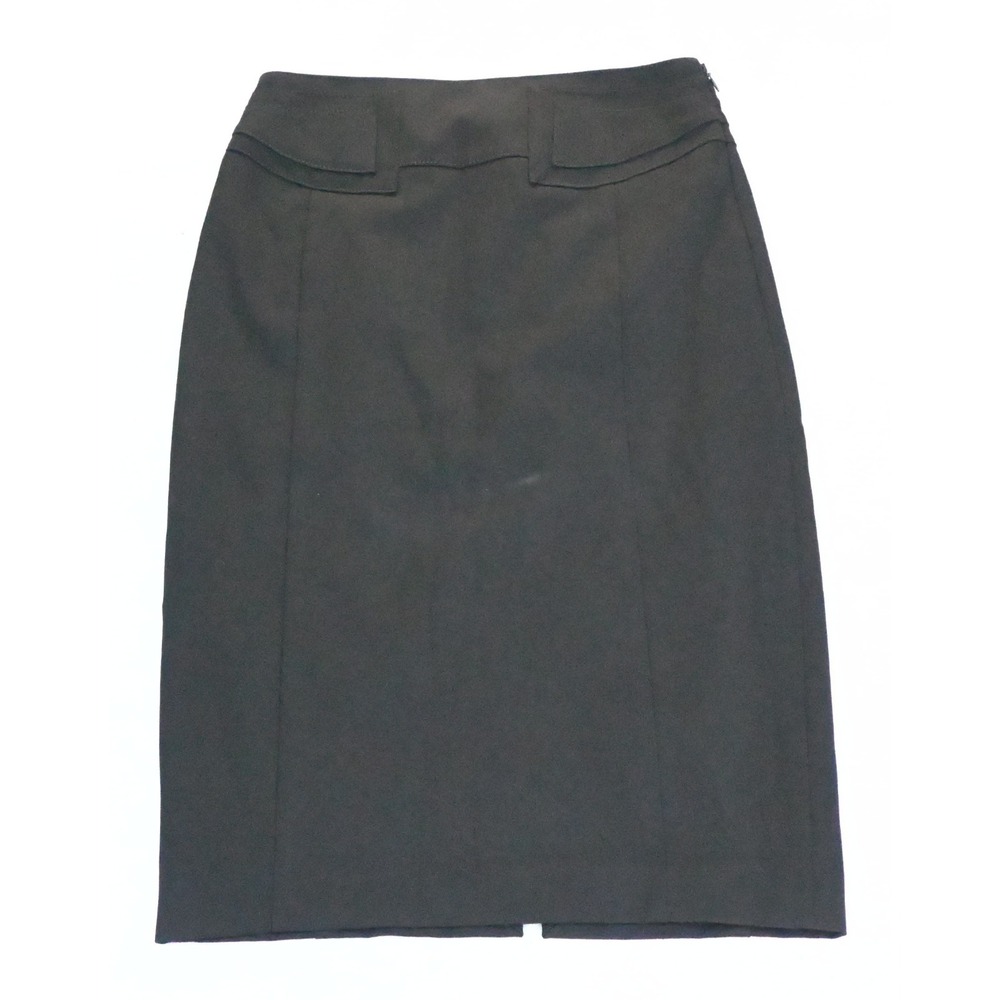 Express Womens 6 Black Pencil Skirt Leopard Print Lined Knee Length Sleek